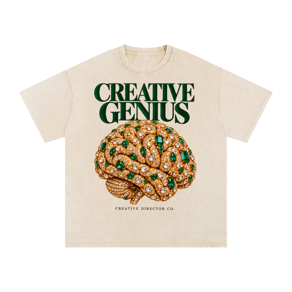 Creative Genius Snow Washed Oversized Cotton T-Shirt