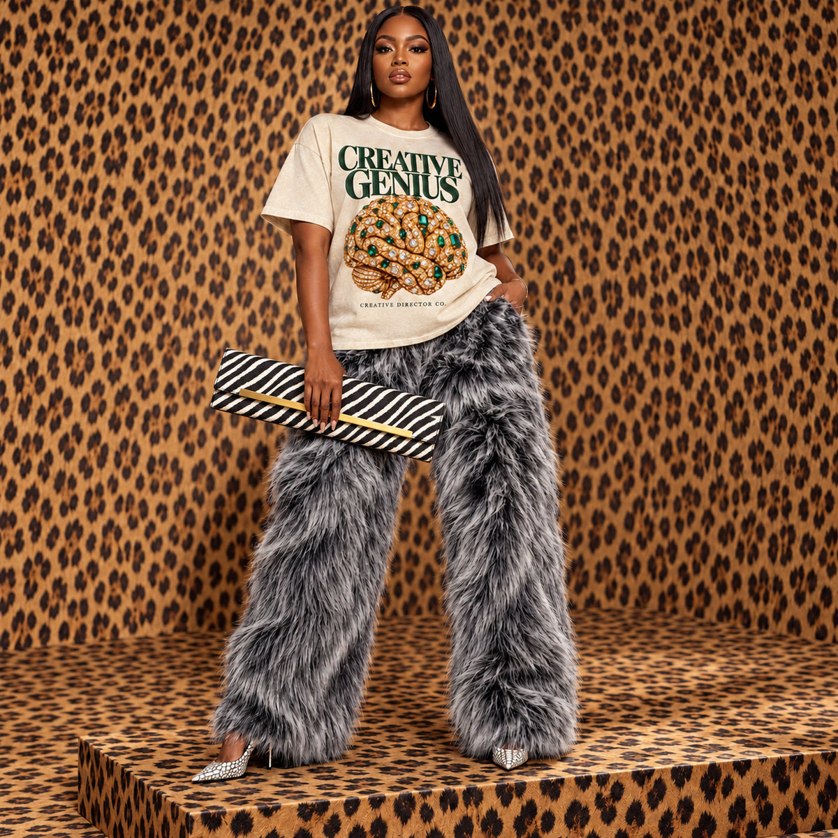 Creative Genius Snow Washed Oversized Cotton T-Shirt
